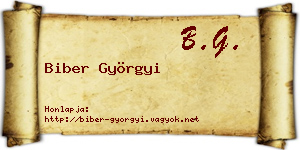 Biber Györgyi névjegykártya