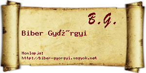 Biber Györgyi névjegykártya